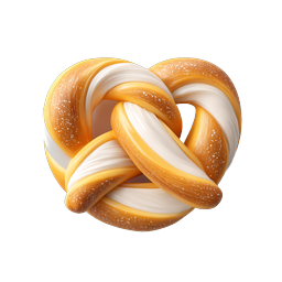 Ícone de Pretzel Dourado - Ilustração de Comida 3D Realista