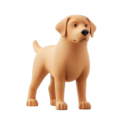 Adorable Golden Puppy 3D Icon - Labrador Dog Illustration