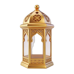 Golden Ramadan Lantern - Islamic Fanous 3D Icon