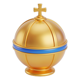 Golden Sacred Orb with Cross - Religious 3D Icon