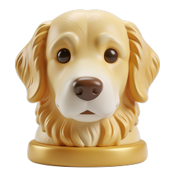 Golden Retriever Dog Bust 3D Icon - Pet Collection