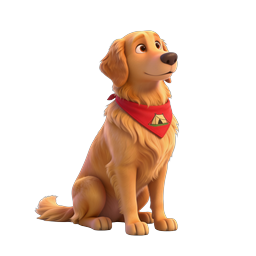 Golden Retriever Camping Dog 3D Icon - Adorable Pet Mascot