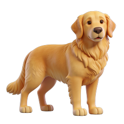 Golden Retriever Dog 3D Icon | Pet Animal Illustration