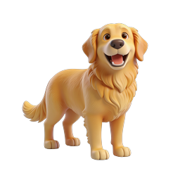 Adorable Golden Retriever 3D Dog Icon | Pet Illustration