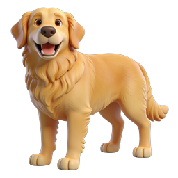 Golden Retriever Dog 3D Clay Icon | Friendly Pet Character