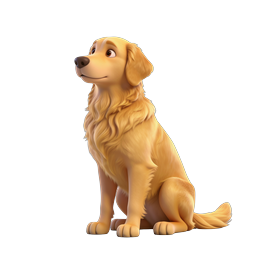 Golden Retriever 3D Dog Icon - Cute Pet Illustration
