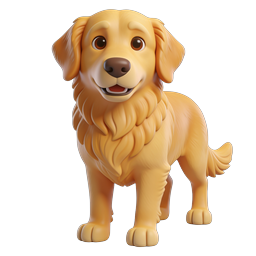 Adorable Golden Retriever Dog 3D Icon