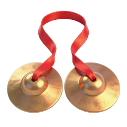 Golden Ribbon Cymbals Icon - Traditional Indian Percussion