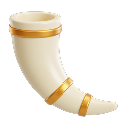 Golden Rimmed Drinking Horn Icon | 3D Render