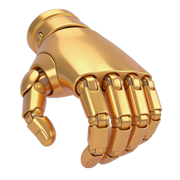 Golden Robotic Hand Icon - Premium 3D Mechanical Design