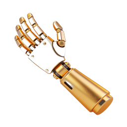 Golden Robotic Hand Icon - Premium 3D Tech Symbol