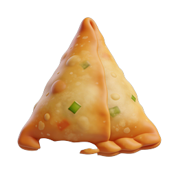 Golden Samosa Icon - 3D Food Illustration for Apps