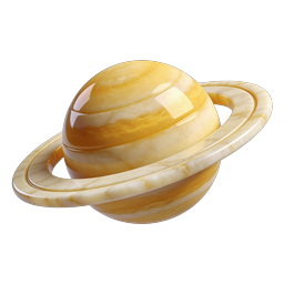 Golden Saturn Planet Icon - 3D Realistic Space Design