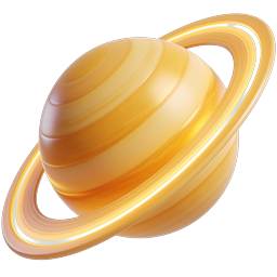 Golden Saturn Planet 3D Icon | Space & Astronomy