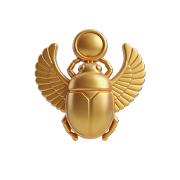 Golden Scarab Beetle 3D Icon - Egyptian Symbol