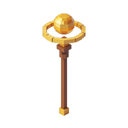 Golden Scepter Staff - Low-Poly 3D Icon