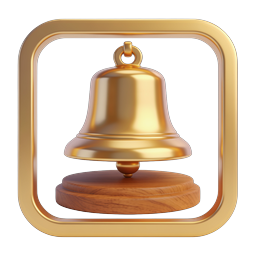Golden Service Bell Icon - Premium 3D Notification Design