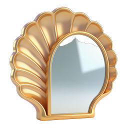 Elegant Golden Shell Mirror Icon - Luxury Decor