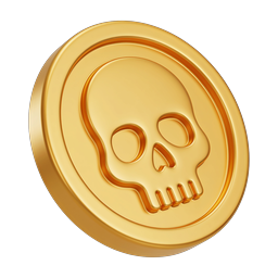 Golden Skull Coin Icon - 3D Metallic Treasure Medallion
