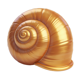 Golden Snail Shell Icon - 3D Spiral Nature Design