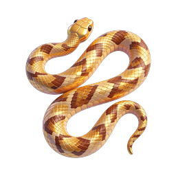 Golden Snake Icon - Realistic 3D Reptile Design