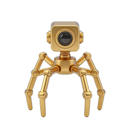 Golden Spider Robot 3D Icon - Futuristic Tech Design