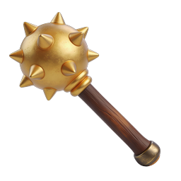 Golden Spiked Medieval Mace Weapon 3D Icon