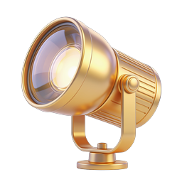 Golden Spotlight 3D Icon - Premium Stage Light Design