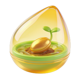 Golden Sprout Droplet 3D Icon - Growth & Sustainability