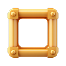 Golden Square Frame 3D Icon | Premium Clay-Style Box