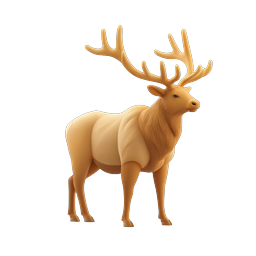 Golden Stag Deer 3D Icon - Majestic Wildlife Graphic