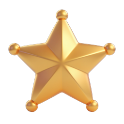 Icona badge stella d'oro - Simbolo di premio 3D premium