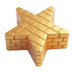 Golden Star Block Icon - 3D Isometric Treasure Design
