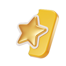 Golden 3D Star Button Icon | Premium Rating