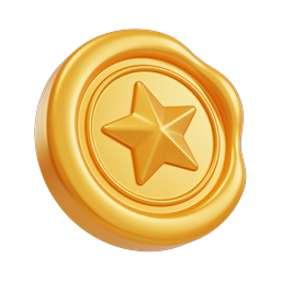 Golden Star Coin Icon - 3D Reward Achievement