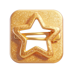 Golden Star Hair Clip 3D Icon | Premium Glitter Badge