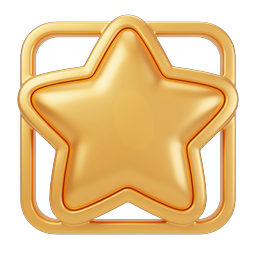 Golden Star Icon - Premium 3D Metallic Award Badge