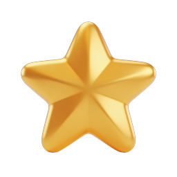 Golden Star Icon - 3D Glossy Rating Symbol