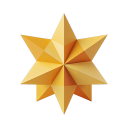 Golden 3D Eight-Pointed Star Icon for Premium Designs