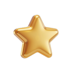 Golden Star Icon - Premium 3D Metallic Rating Symbol