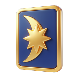 Golden Star Moon Premium Card Icon - 3D Celestial