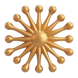 Golden 3D Starburst Burst Icon - Premium Metallic Design
