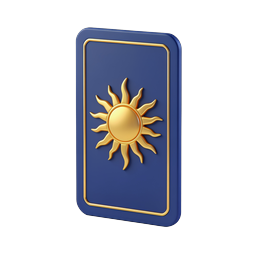 Golden Sun Card Icon | 3D Mystical Card Design