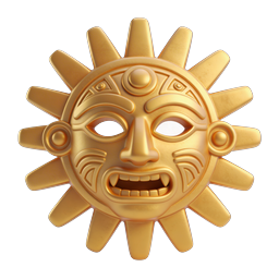 Icono 3D de máscara solar dorada – diseño de patrimonio tribal