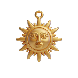 Golden Sun Pendant 3D Icon - Celestial Charm Design