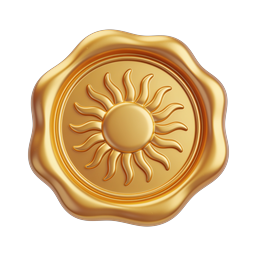 Golden Sun Wax Seal Icon - Premium 3D Emblem