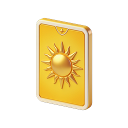 Golden Sun Tarot Card 3D Icon | Mystical Symbol