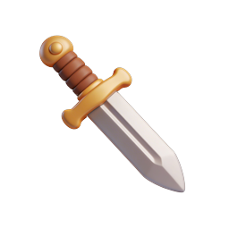 Golden Sword 3D Game Icon - Fantasy Weapon Asset
