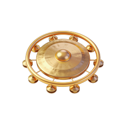 Golden Tambourine 3D Icon for Music Projects