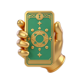 Golden Hand Holding Mystical Tarot Card 3D Icon